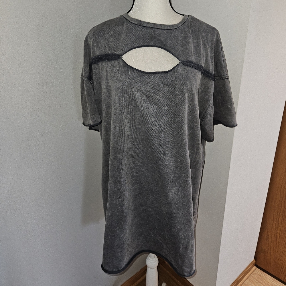 Gray Cut-Out Women Top
